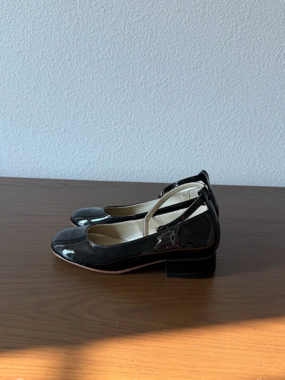 Bonpoint Black Patent Mary Jane Heels with Ankle Strap